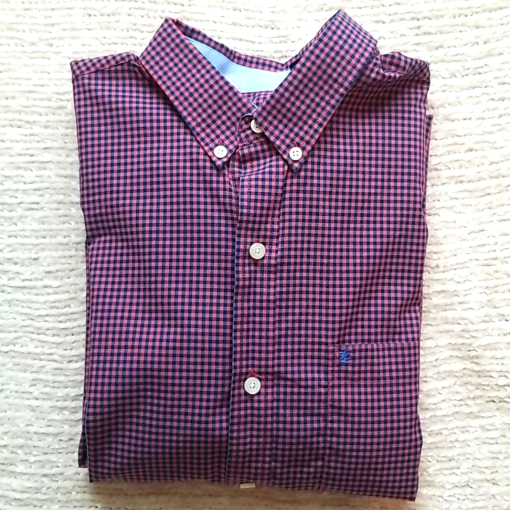 Men's Izod Long Sleeve Button-Down Blue/Red Checke
